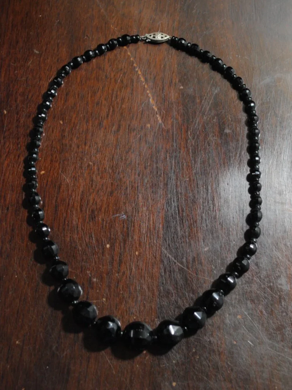 Vintage Graduated French Jet / Black Glass Necklace 1930s-50s